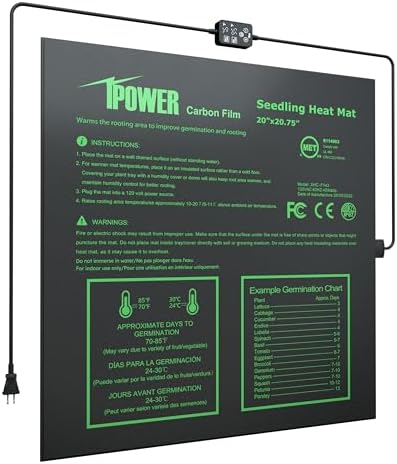 iPower 20" x 20.75" Waterproof Durable Seedling Heat Mat with Digital Thermostat Control Warm Hydroponic Plant, for Indoor Gardening & Germination Starting by iPower