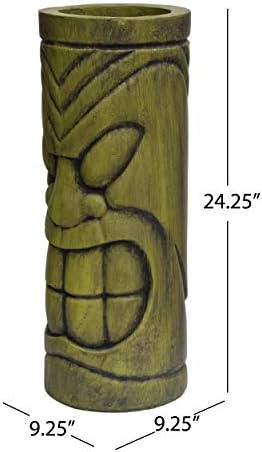 Christopher Knight Home Jayleen Outdoor Polynesian Urn, Antique Green Finish - Image 5