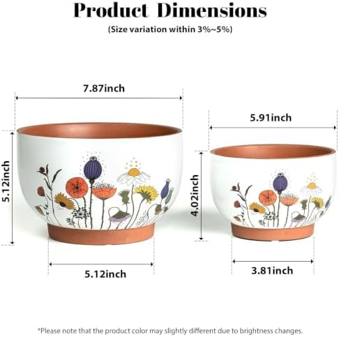 Terracotta Pots, 8+6 Inch Plant Pots, 2 Pcs with Drainage Holes - Image 3