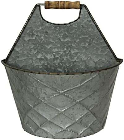 Set of 2 Hanging Wall Planters, 14.5 Inch Galvanized Metal Pockets - Image 4