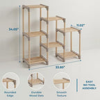 Honey-Can-Do 7-Tier Natural Wood Plant Stand, Indoor/Outdoor Shelf - Image 3