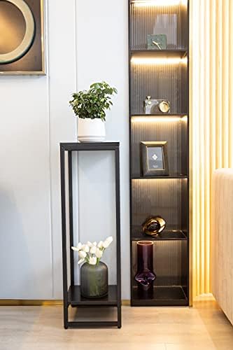 37.4" Tall Plant Stands indoor, 2-Tier Modern Corner Plant Stand Shelves, Square Plant Tables Pedestal Stand for Living Room, Metal Single Plant holder for Indoor Plants - Image 3