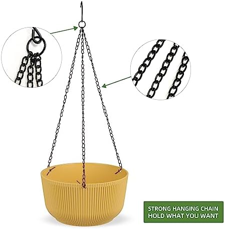 Dexceder 11.2 Inch Self Watering Hanging Planter (2 Pack, Yellow) - Image 5