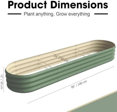 8x2x1ft Oval Galvanized Raised Garden Bed Outdoor 9-in-1 Large Metal Modular Planter Box Raised Beds for Gardening,Vegetables,Fruits,Flowers & Herbs (Green) - Image 2