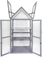 Mini Greenhouse, Small Green House, Outdoor Plant Stand, 3-Tier Wood Cold Frame with Adjustable Shelves, Portable Plant Stand Cabinet for Indoors Garden & Patio, UV-Resistant (Gray-2) - Image 5