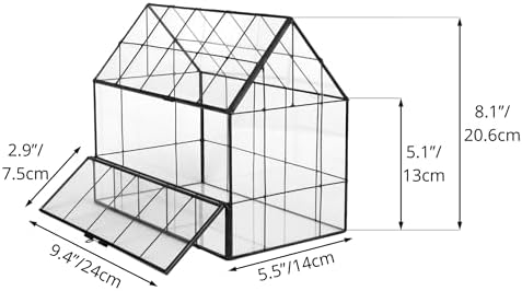 NCYP Geometric Glass Terrarium with Front Opening Door, House Shape Closed Micro Landscape Terrarium Planter for Moss, Fern, Small Tropical Plants, Cacti - Home Indoor Tabletop Decor (No Plants) - Image 5