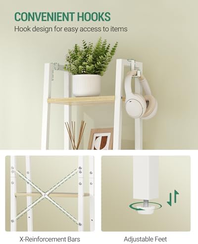 Hzuaneri Ladder Shelf, Bookshelf, Freestanding Corner Storage Shelf - Image 3