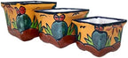 Talavera Hand-Painted Flower Pots (Set of 3) - 2.8" Cactus Design - Authentic Mexican Pottery Planters for Succulents by MEXTEQUIL