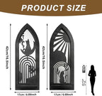 ZEXUIRU 2 Set Rustic Candle Sconces Living Room Bedroom Entryway Wood Mirrored, Farmhouse, Carved Frame Wall-Mount Wooden Candle Holders Wall Decor Hanging Handmade Holder - Black - Image 4