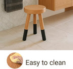 Rubber Wood 9" Round Plant Stand |Dip Dyed Black Stool, Wood Riser |Milking Stool (12" H) - Image 4