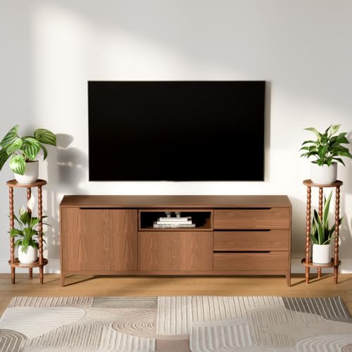 30" Tall Plant Stand Indoor, Round Rubber Wood Corner Plant Shelf Holder - Image 5