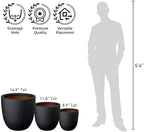 Kante Black Concrete Planter 18" Dia All-Weather Round Large Pot - Image 7