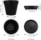Yishang Large Terra Cotta Pots with Saucer- 6 Pack Large 6'' Terra Cotta Plant Pot with Drainage Hole, Flower Pot with Tray, Terracotta Pot for Indoor Outdoor Plant(Black) - Image 2
