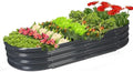 Rakukiri Raised Garden Bed GRS Certified Galvanized Planter Box Outdoor, 5ft Oval Rot-Resistant Metal Garden Bed Planter, Recycled Material Planter for Vegetables Flowers Herbs (Grey) by RaisedGardenBed