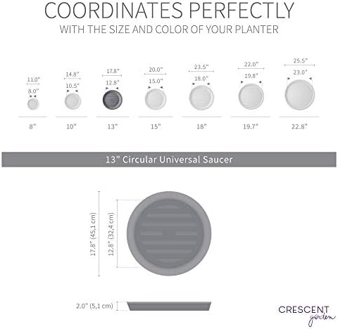 Crescent Garden Universal Round Planter Saucer – Heavy-Duty Drainage Tray for Indoor & Outdoor Use – Fits Pots with 13" Base (18" Total Outer Diameter) - Caviar Black - Image 6