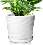 8 Inch Ceramic Plant Pot, White by YUFDA