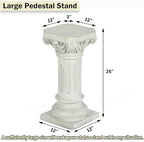 26" Tall Roman Column Pedestal Stand - Heavy Duty Magnesium Oxide Garden Pedestal for Statues, Weatherproof Outdoor Pillar for Sculptures – Sturdiness Plinth Base Statue Riser - Image 2