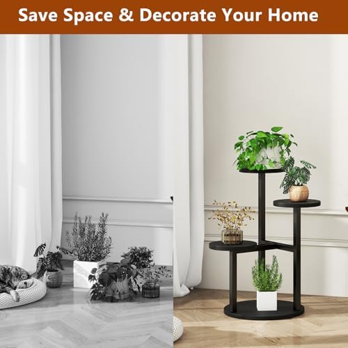 IBUYKE 4 Tier Small Plant Stand for Indoor, Black TMJ073B - Image 6