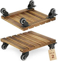 Bamworld Plant Caddy 14 Inch Heavy Duty Wood Dolly 2 Pack by Bamworld