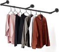 Clothes Hanger Pole Wall Mount, 72" Heavy Duty Detachable Black Iron Garment Bar Hanging Rod Holder, Clothes Rail Shelf Wardrobe Organizer for Laundry Room & Closet Storage, 3 Base by Varsoul