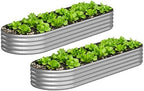 2PCS 8x2x1FT Galvanized Metal Raised Garden Bed,Outdoor Planter Box for Vegetables by Yortrek