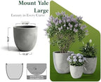 DTY Mount Yale 19.7" D x 18.9" H (Pot Opening 15.4") Fiberstone Planter with Drainage Hole, Weather Resistant for Indoor and Outdoor, 2 Extra Coco Mats - Gray, Large - Image 7