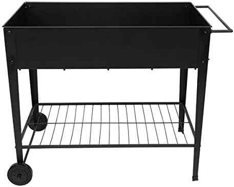 Planting Box with Legs Mobile Elevated Garden Raised Bed with Wheels and Storage Rack for Vegetables Flower Planter - Image 3