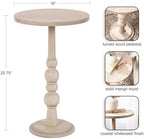 Kate and Laurel Wegner Traditional Wooden Round Side Table; 16 x 26; Whitewash; Elegant and Durable Pedestal Table for Use as Living Room End Table; Plant Stand; or Bedroom Nightstand - Image 3