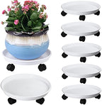 6 Packs Plant Caddy with Wheels 12" Plastic Rolling Plant Stands Heavy-Duty Plant Dolly with Casters Indoor Outdoor Plant Roller Base Plant Pot Saucers on Wheels Planter Mover, White by Planterhoma