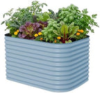 32" Extra Tall Raised Garden Bed Kits, 3.5 x 5 x 2.7ft Raised Planter Box Outdoor, 2 x 6.5 x 2.7ft Deep Root 6 in 1 Modular Metal Raised Beds for Gardening Vegetables Flowers Fruits - Sky Blue by Unknown