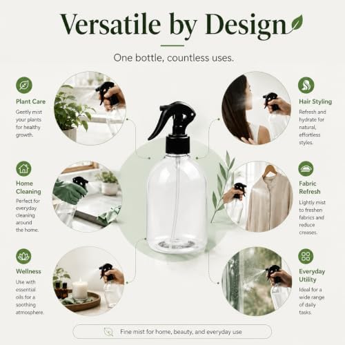500ml Fine Mist Spray Bottle, Reusable Empty Large Spray Bottles, Multi-Purpose Water Spray Bottle for Gardening, Plant Watering, Hair Mist, Car Cleaning and Household Use - Image 7
