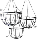14in Bellus Hanging Basket - 14in x 9in - Black PVC Coated - Image 2