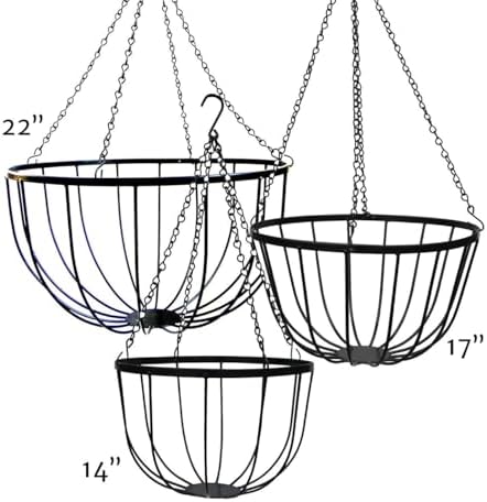 14in Bellus Hanging Basket - 14in x 9in - Black PVC Coated - Image 2