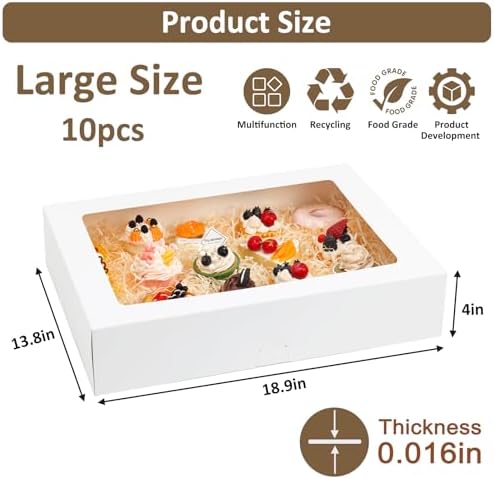 Moretoes 10pcs 19x14x4in Large Half Sheet Cake Boxes with Window,Auto-Popup - Image 2