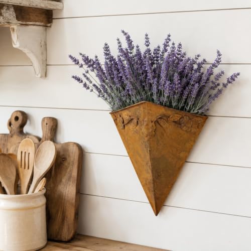 Rustic Metal Wall Planter Cone Shaped Hanging Flower Pot - Image 6