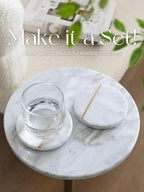 Adjustable 10" White Marble Drink Table with 2 Coasters, Antique Brass⁠ - Image 6