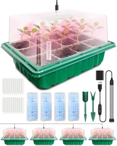 Seed Starter Tray with Grow Light (4x 24-LED), 4 Pack for Seed Starting by Unknown