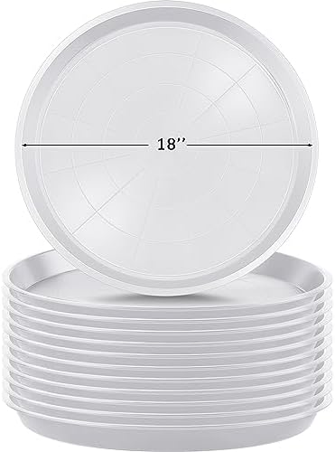 Eccliy 12 Pcs Plastic Plant Saucers Tray, White, 18 Inch, Round by Eccliy