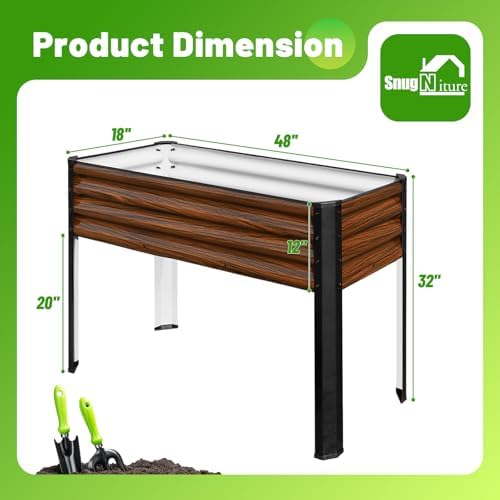 SnugNiture Raised Garden Bed with Legs, 48×18×32in, 2 Pack, Brown - Image 6