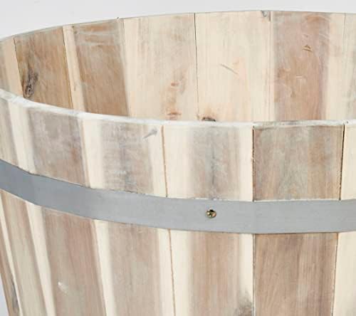 Worth Imports Wood with White Oil Outdoor Half Barrel Whiskey Planter, 18" Diameter - Image 2