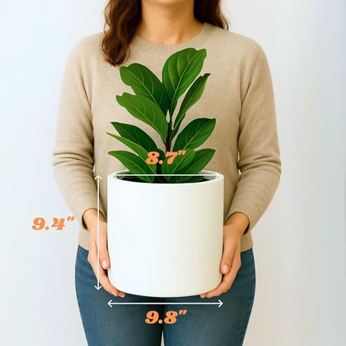 Fox & Fern Large Planter for Indoor or Outdoor, Matte White, 10 Inch - Image 6