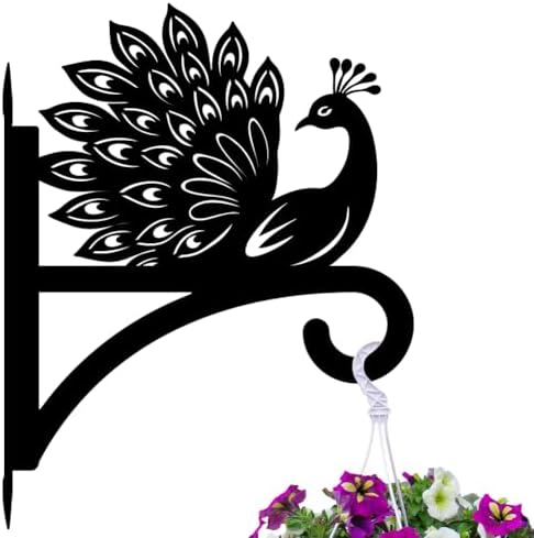 peacoblue Peacock Plant Hanger Bracket, Iron Outdoor Hanging Hook by PEACOBLUE