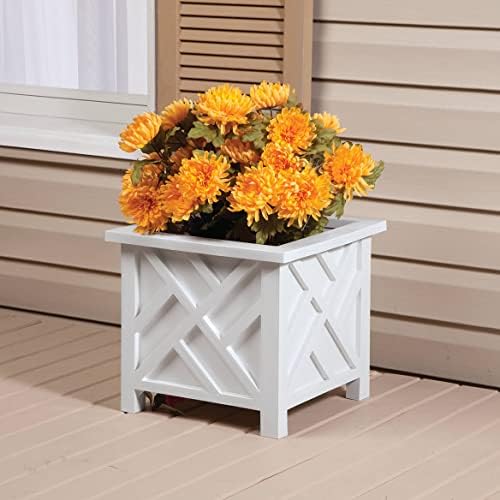 Miles Kimball Chippendale Planter Box, White - Plant Holder for Garden, - Image 3