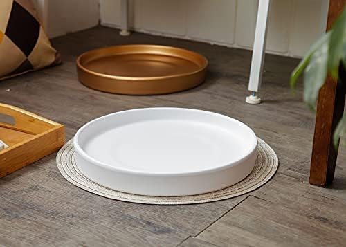 9 inch Matte White Ceramic Plant Saucer Set of 2 with Plant Saucer mat - Image 5