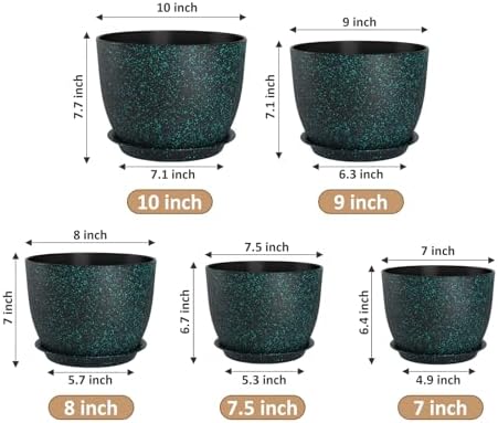 YNNICO Plant Pots 10/9/8/7.5/7 inch with Multi Mesh Drainage Holes - Image 2