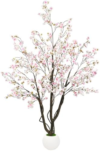 Caxchiling Artificial Cherry Blossom Tree 5FT, Pink Faux Floor Tree by Caxchiling
