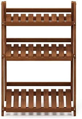 Furinno TIOMAN 3-Tier Ladder Plant Stand Outdoor, Easy Assembly, Natural - Image 5