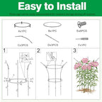 4 Pack Peony Cages and Supports Cages 13" D x 22.8" H Sturdy Metal Support Frame for Peonies & Roses Natural Bouquet Shape Garden Stakes for Outdoor Plants Flowers Ornamental (Green) - Image 3