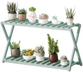 Plant Stand for Indoor Outdoor Tiered Plant Shelf 2 Tier Bamboo Flower Holder Ladder Rack for Multiple Plant Pot Stand for Living Room Balcony Garden,Green-27.6" L by Unknown