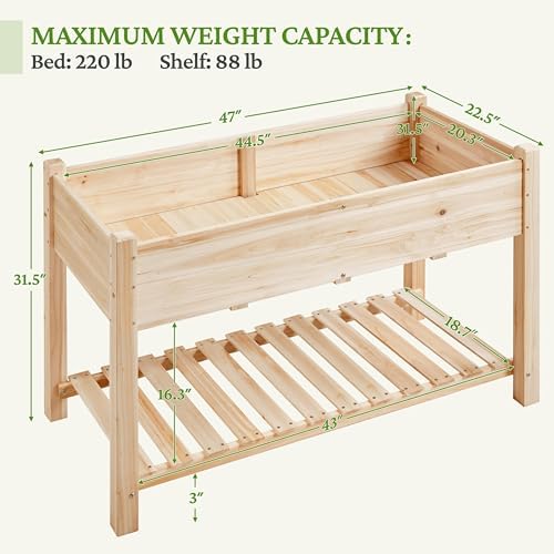 Yaheetech 47" Raised Garden Bed with Legs, Wooden Planter Box, 1Pcs - Image 2